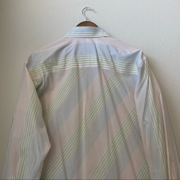 🆕 Ted Baker Button Down Dress Shirt - White w/ Pastel Stripes - Picture 5 of 10
